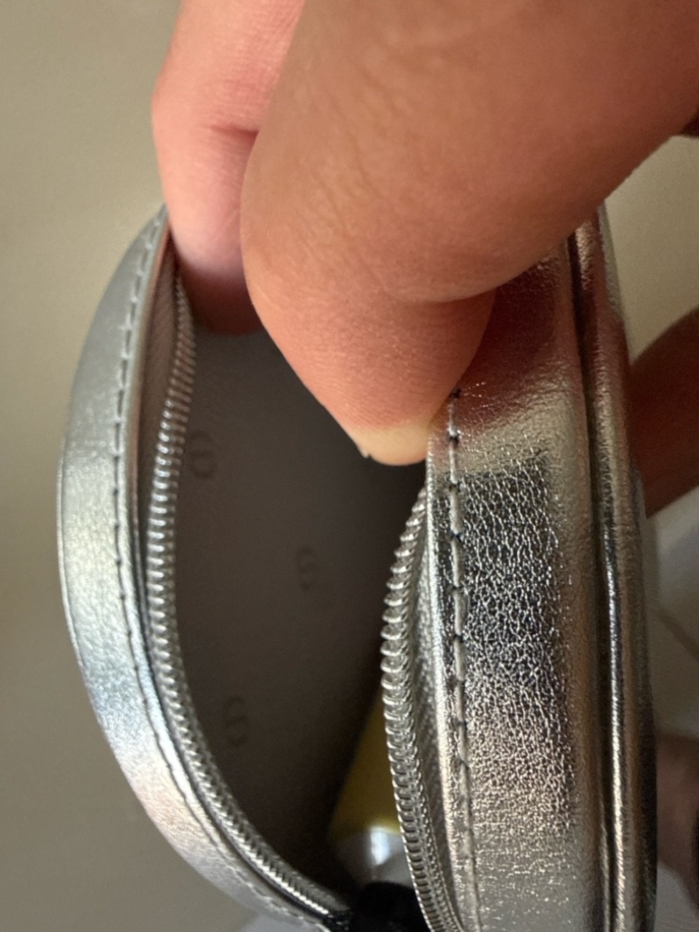 Dior Small Metallic Silver Leather Coin Pouch